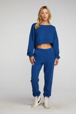 Chaser Brand Cotton Fleece Crewneck Pullover With Rib Best Sale