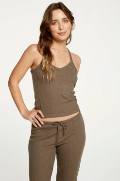 Chaser Brand Cozy Rib Cropped Double V Cami Sale