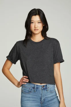Chaser Brand Cropped Crew Neck Short Sleeve Tee Flash Sale