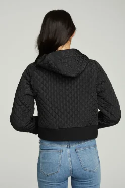 Chaser Brand Cropped Hooded Jacket With Rib Flash Sale