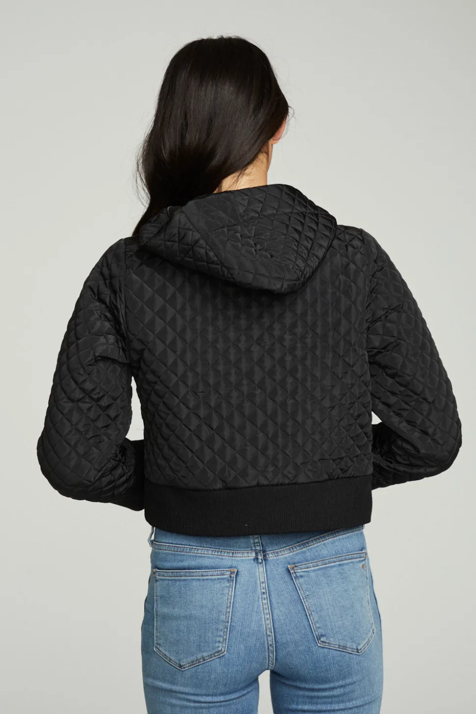 Chaser Brand Cropped Hooded Jacket With Rib Flash Sale