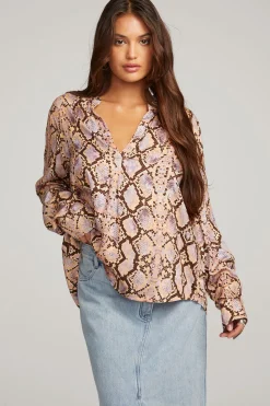 Chaser Brand Denver Python Print Blouse Flash Sale