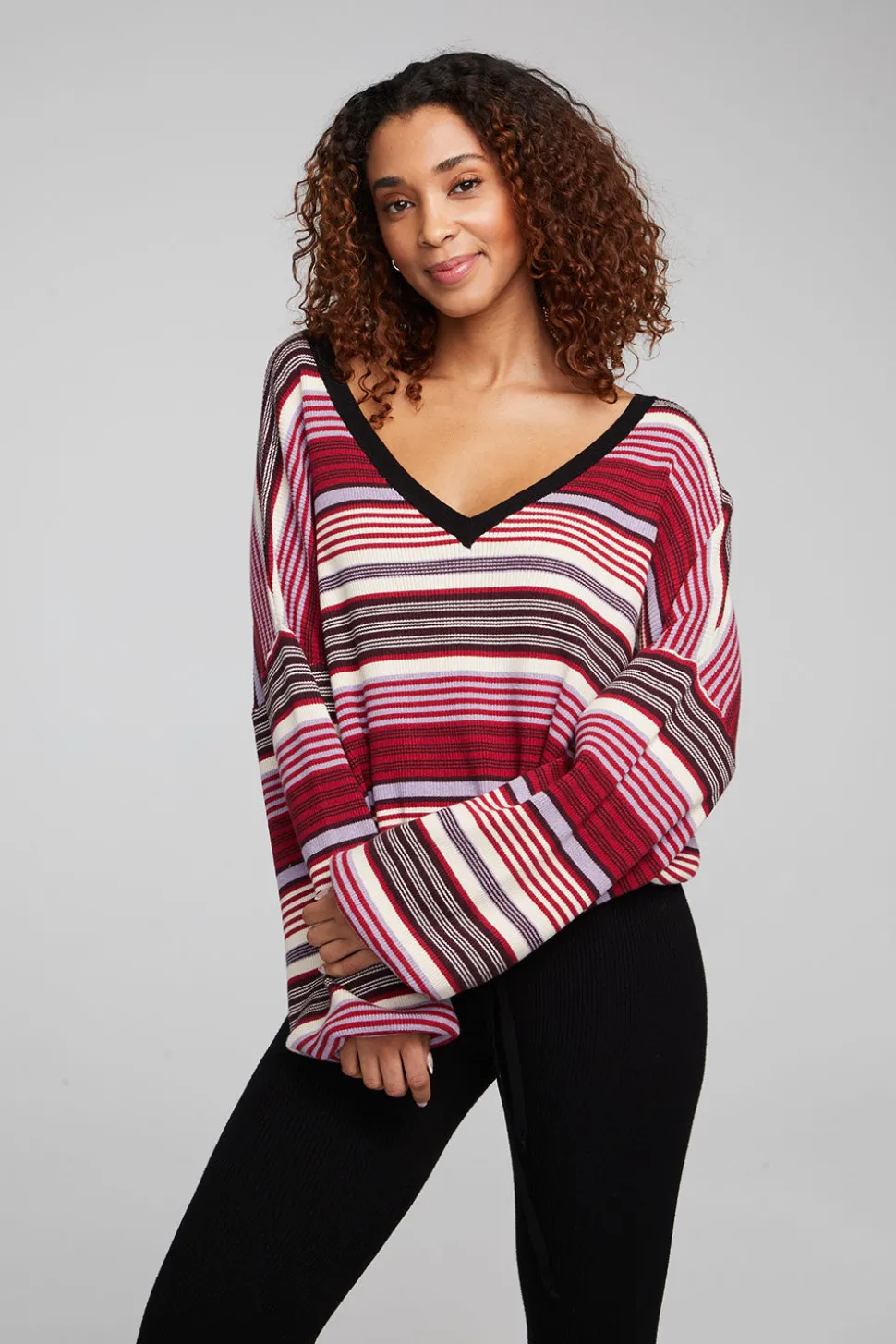Chaser Brand Diamond Roxy Stripe Long Sleeve Flash Sale