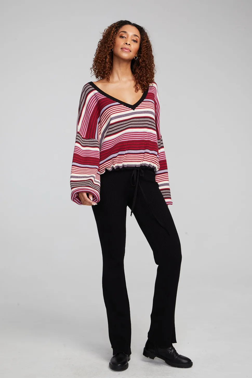 Chaser Brand Diamond Roxy Stripe Long Sleeve Flash Sale
