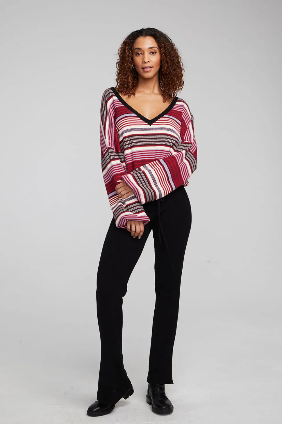 Chaser Brand Diamond Roxy Stripe Long Sleeve Flash Sale
