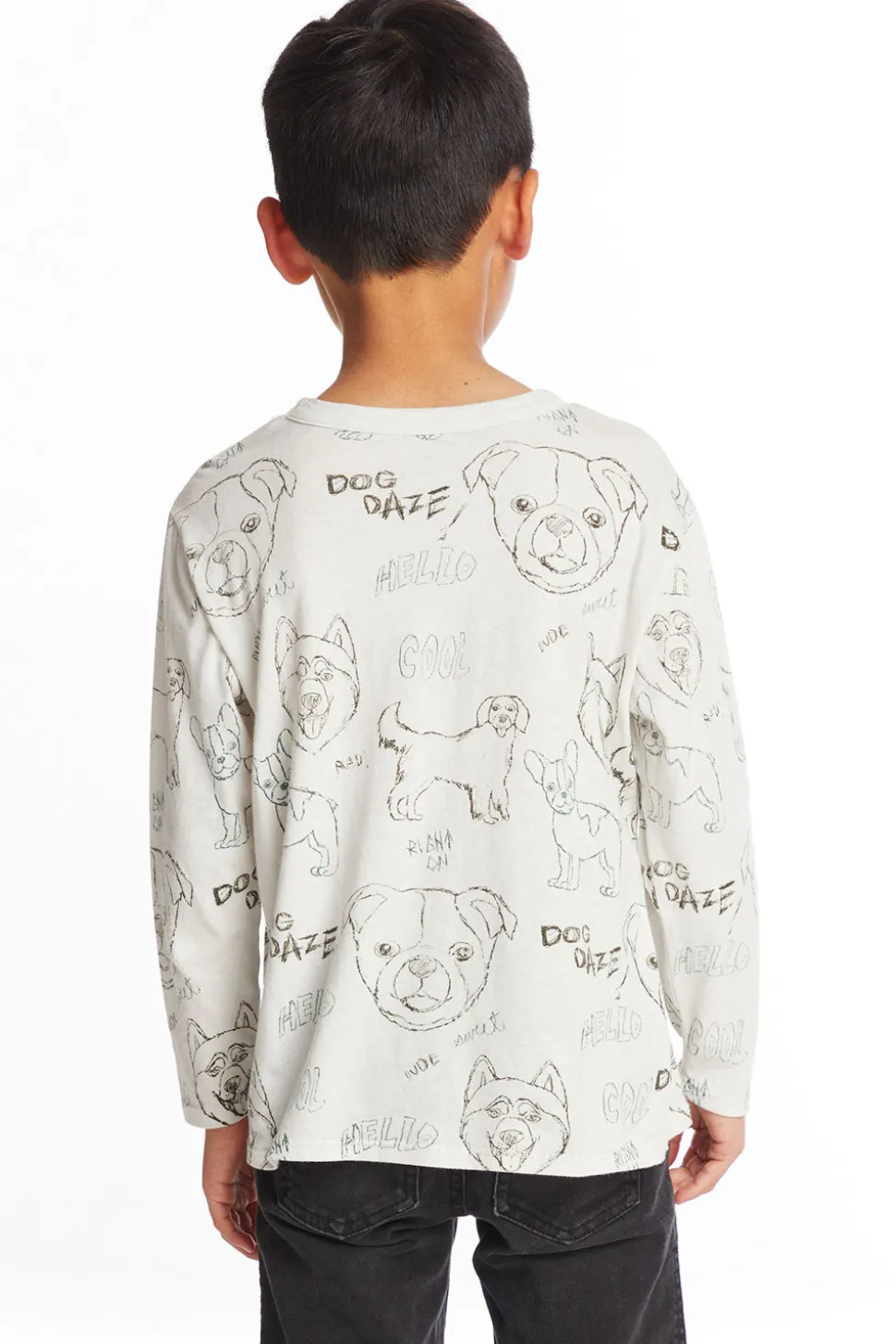 Chaser Brand Dog Sketchpad Boys Charity Long Sleeve Crew Neck Tee Sale
