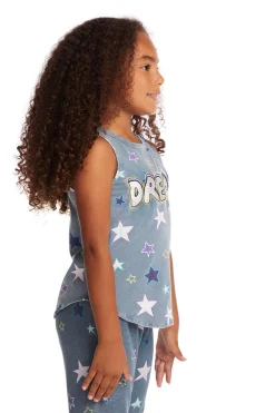 Chaser Brand Dream Emb Star Girls Vintage Jersey Shirttail Muscle Shop