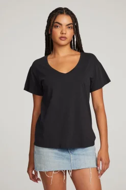 Chaser Brand Everyday Essential Black V-neck Tee Cheap