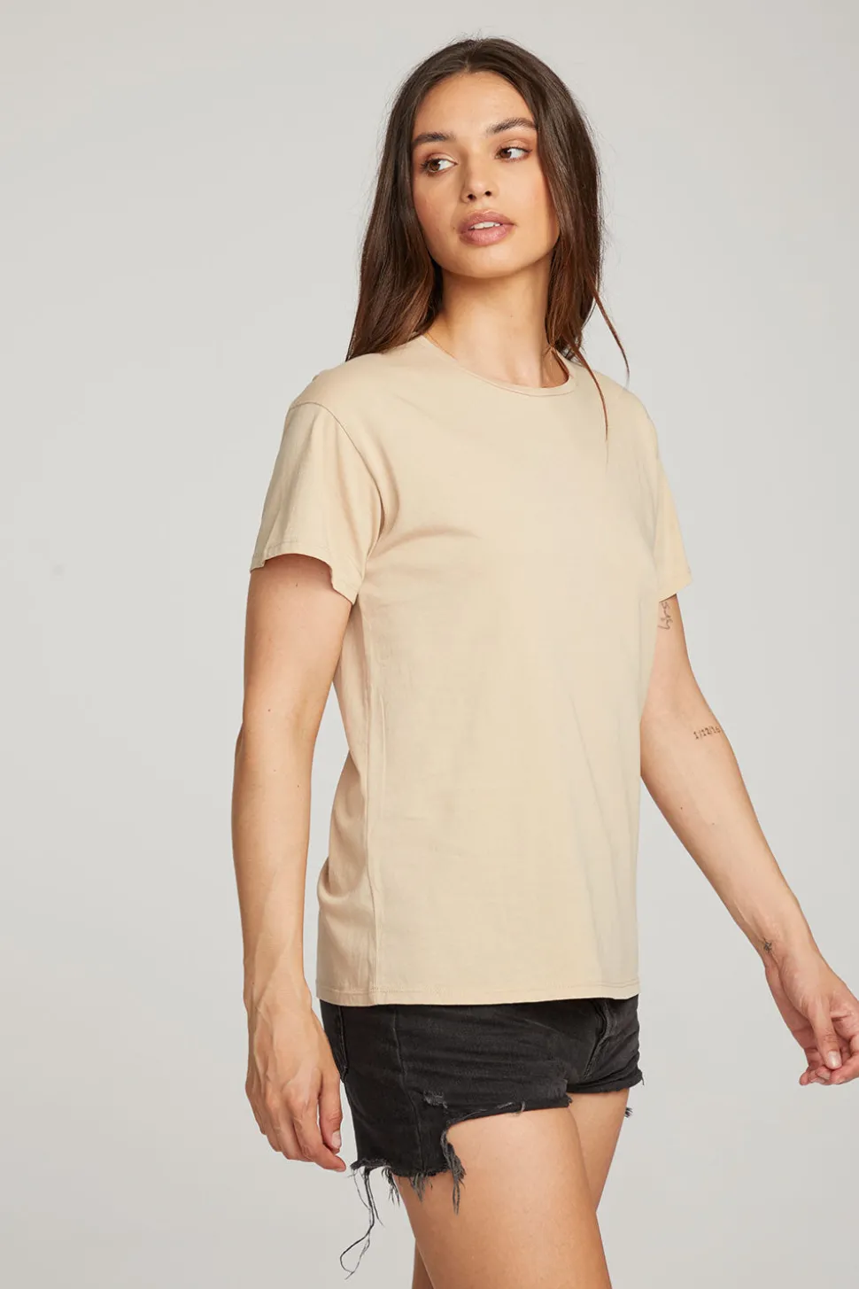 Chaser Brand Everyday Essential Cappuccino Crew Neck Tee Hot