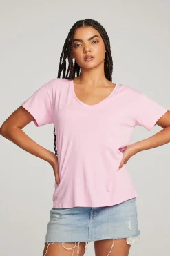 Chaser Brand Everyday Essential Pastel Lavender V-neck Tee Cheap