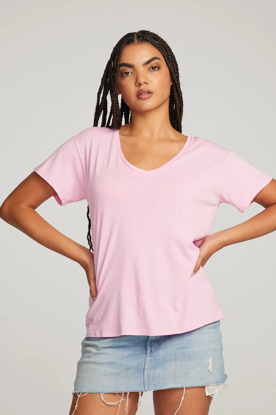 Chaser Brand Everyday Essential Pastel Lavender V-neck Tee Cheap
