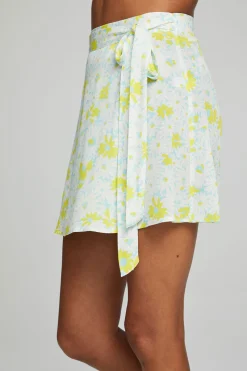 Chaser Brand Fleet Wrap Mini Skirt - Baby Blue Daisy Floral Fashion