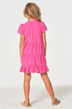 Chaser Brand Girls Coastal Cloth Puff Sleeve Tiered Dress Flash Sale