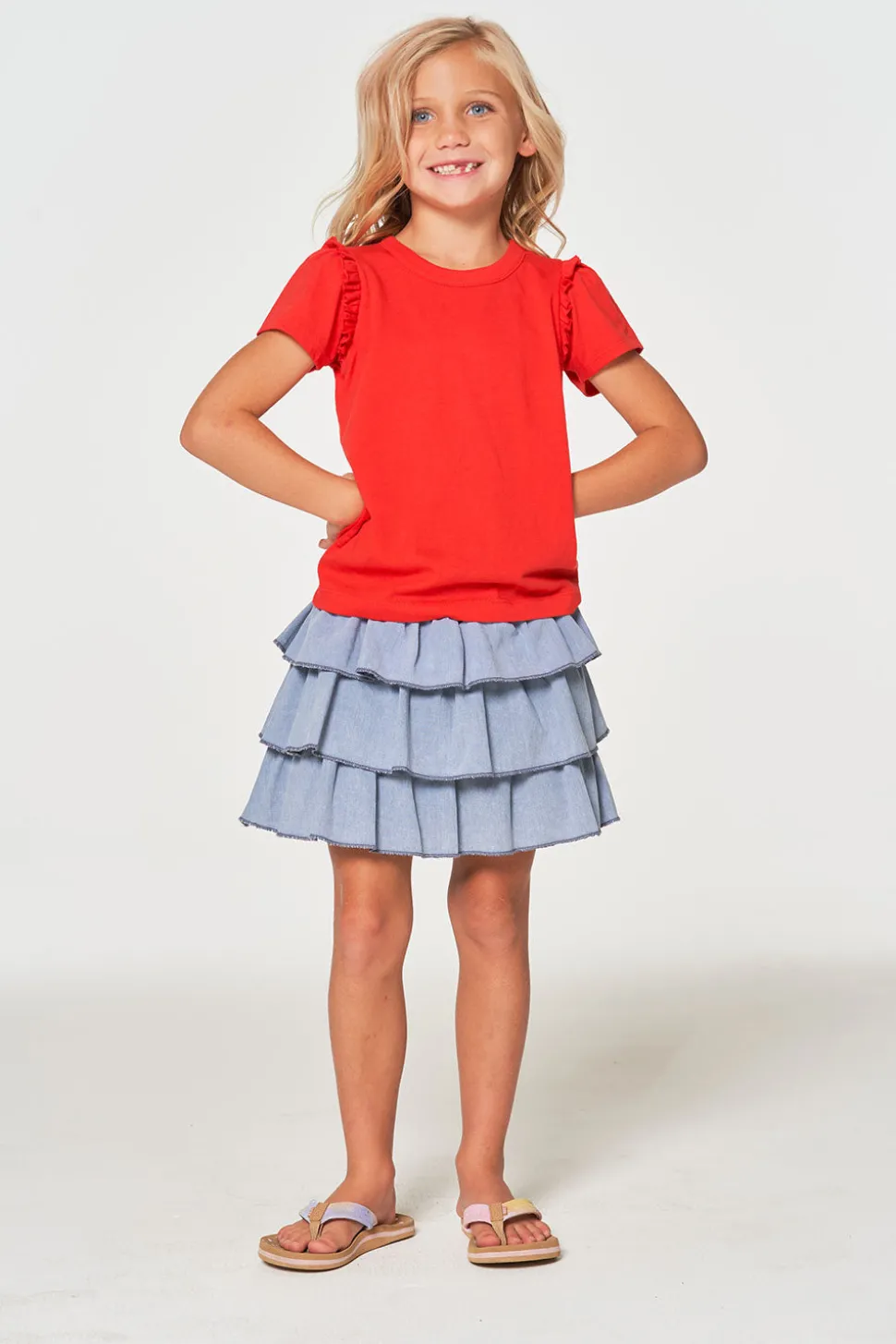 Chaser Brand Girls Coastal Cloth Tiered Ruffle Skort Cheap
