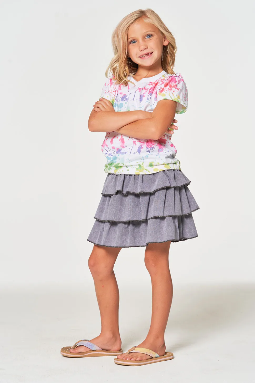 Chaser Brand Girls Coastal Cloth Tiered Ruffle Skort Flash Sale
