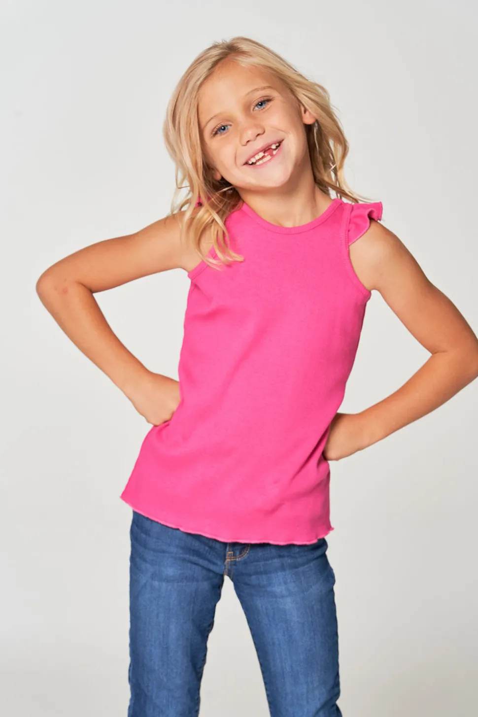Chaser Brand Girls RPET Vintage Rib Ruffle Racer Tank Sale