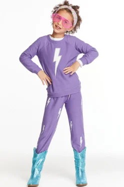 Chaser Brand Glitter Bolt Girls Love Knit Pants Hot
