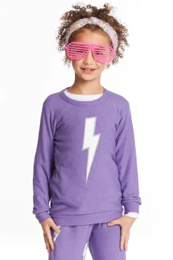 Chaser Brand Glitter Bolt Girls Raglan Pullover Flash Sale