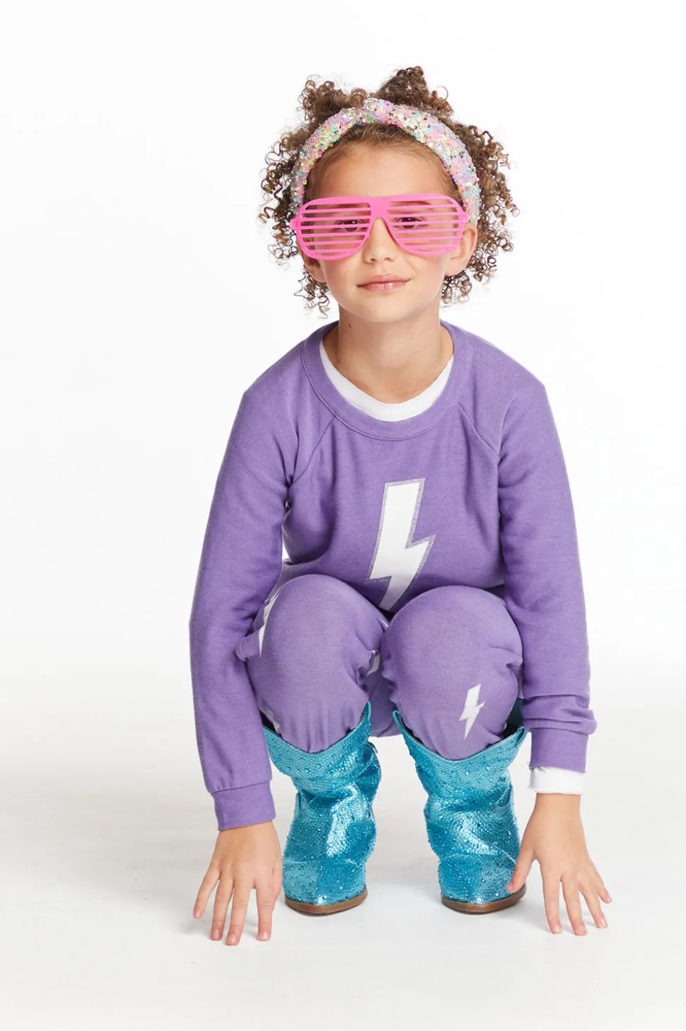 Chaser Brand Glitter Bolt Girls Raglan Pullover Flash Sale