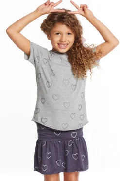 Chaser Brand Glitter Hearts Girls Crew Neck Tee Shop