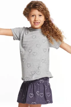 Chaser Brand Glitter Hearts Girls Crew Neck Tee Shop