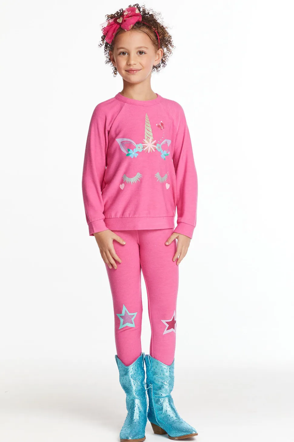 Chaser Brand Glitter Unicorn Girls Raglan Pullover Discount