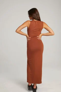 Chaser Brand Goldy Whiskey Maxi Dress New