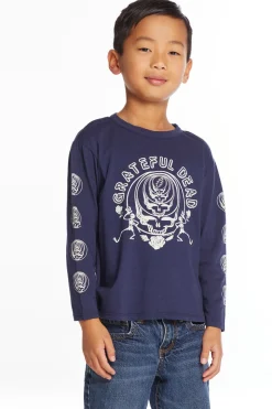 Chaser Brand Grateful Dead Multi Steal Your Face Boys Long Sleeve Crew Neck Tee New