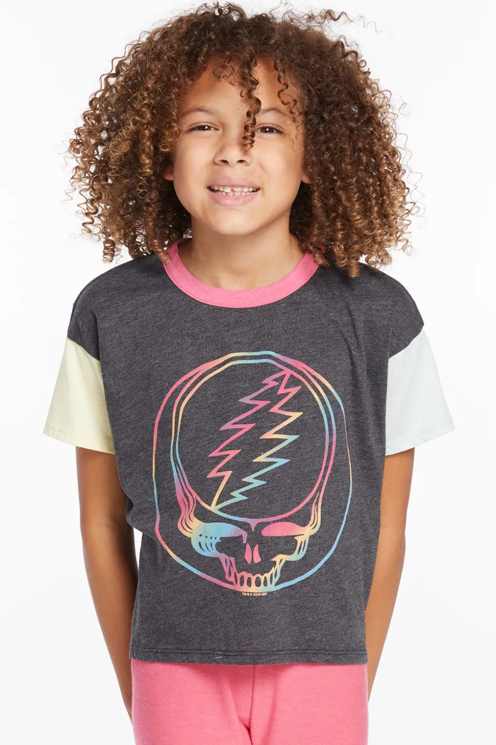 Chaser Brand Grateful Dead Steal Your Face Rainbow Girls Tee Cheap