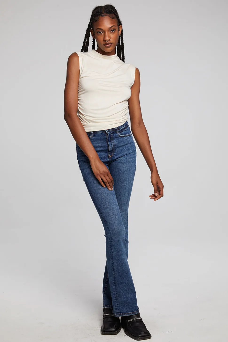Chaser Brand Haileyy White Cap Grey Tank Top Online