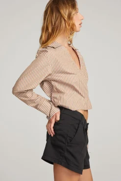 Chaser Brand Haley Whiskey Stripe Blouse Best Sale