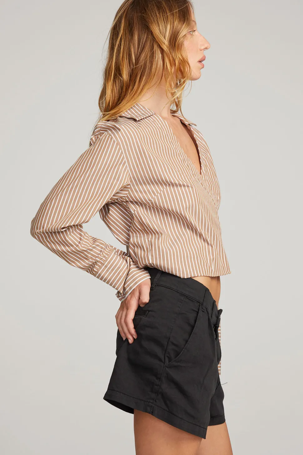 Chaser Brand Haley Whiskey Stripe Blouse Best Sale