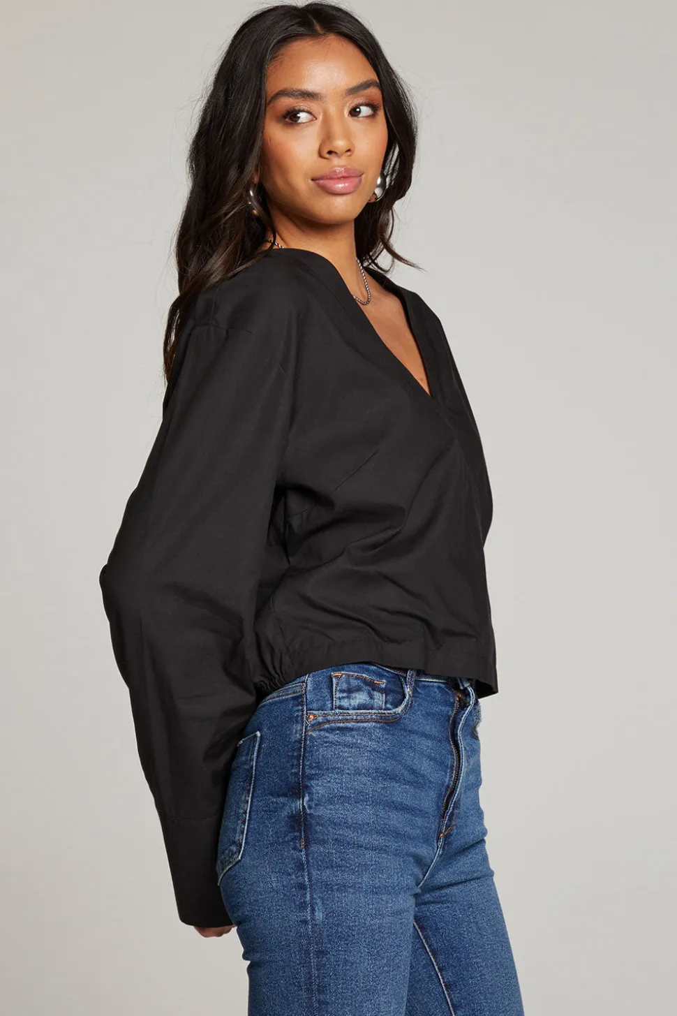 Chaser Brand Haleyy Licorice Blouse Discount