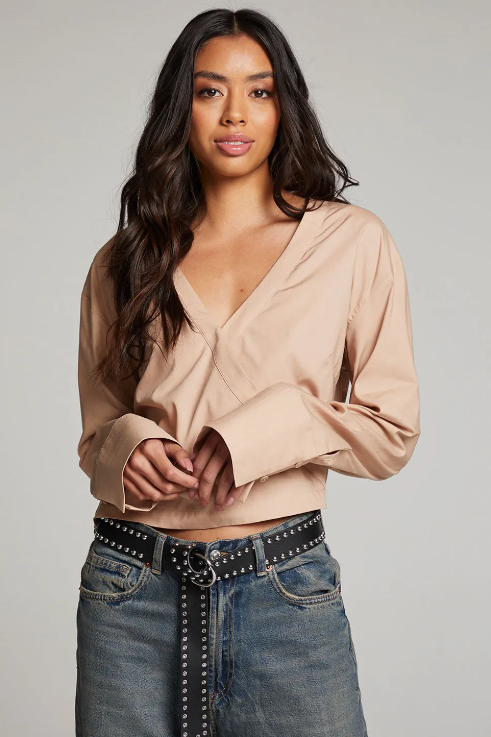 Chaser Brand Haleyy Warm Taupe Blouse Shop