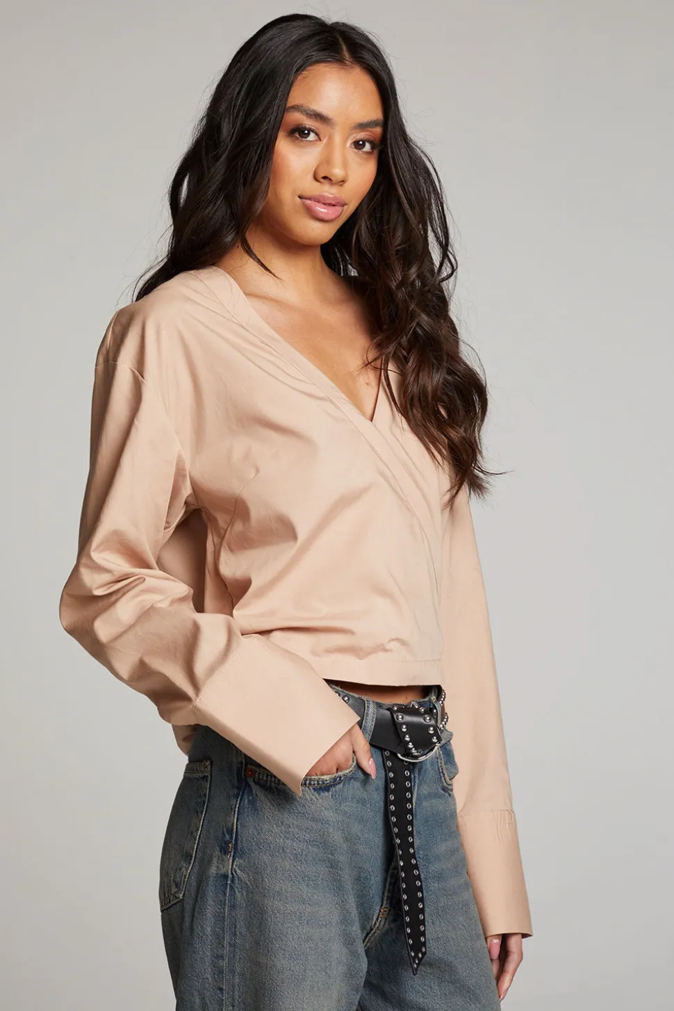 Chaser Brand Haleyy Warm Taupe Blouse Shop