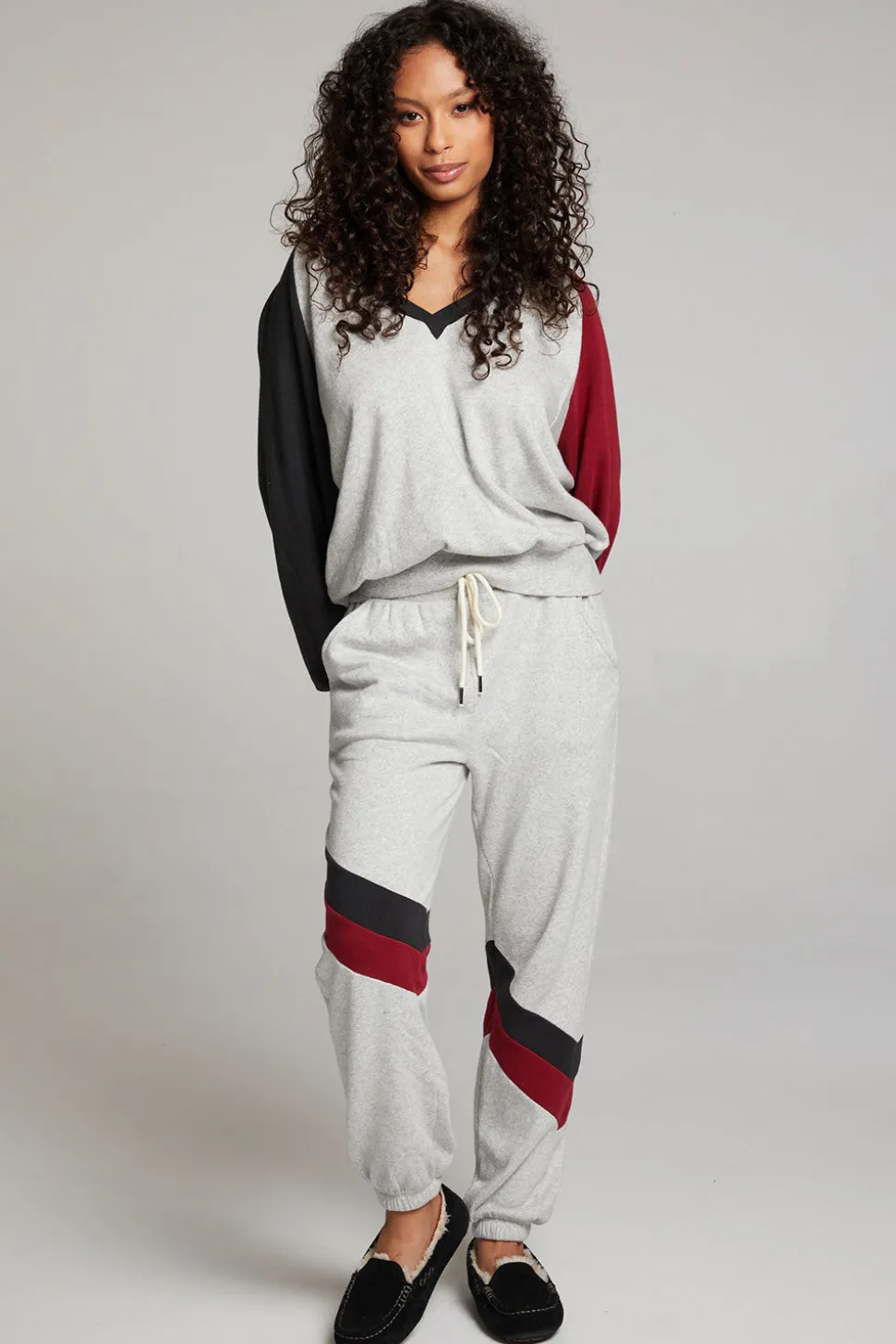 Chaser Brand Hannah Fire Color Block V Neck Pullover Cheap