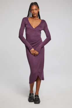 Chaser Brand Harmony Plum Perfect Midi Dress Flash Sale