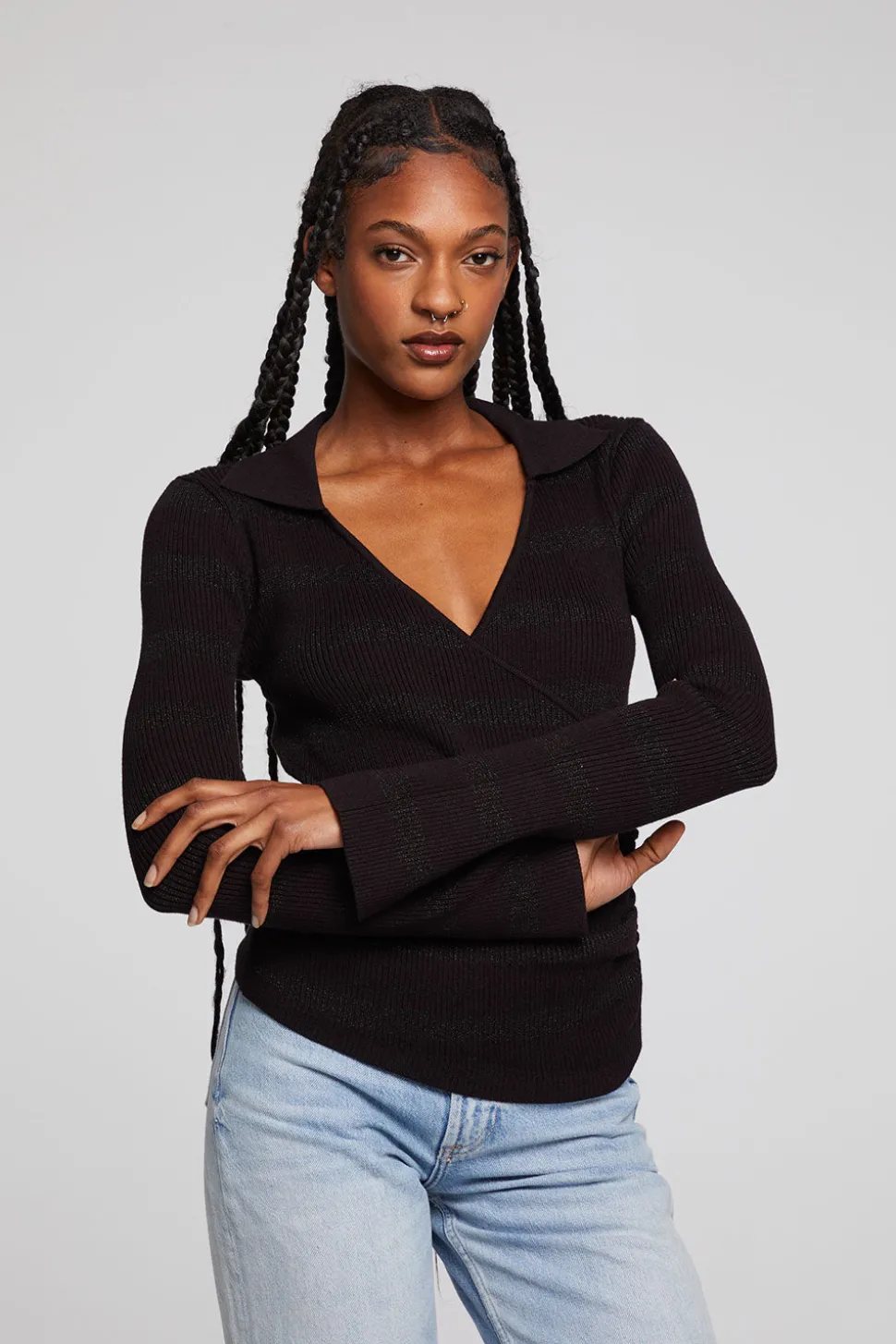 Chaser Brand Harper Fillmore Stripe Long Sleeve Clearance