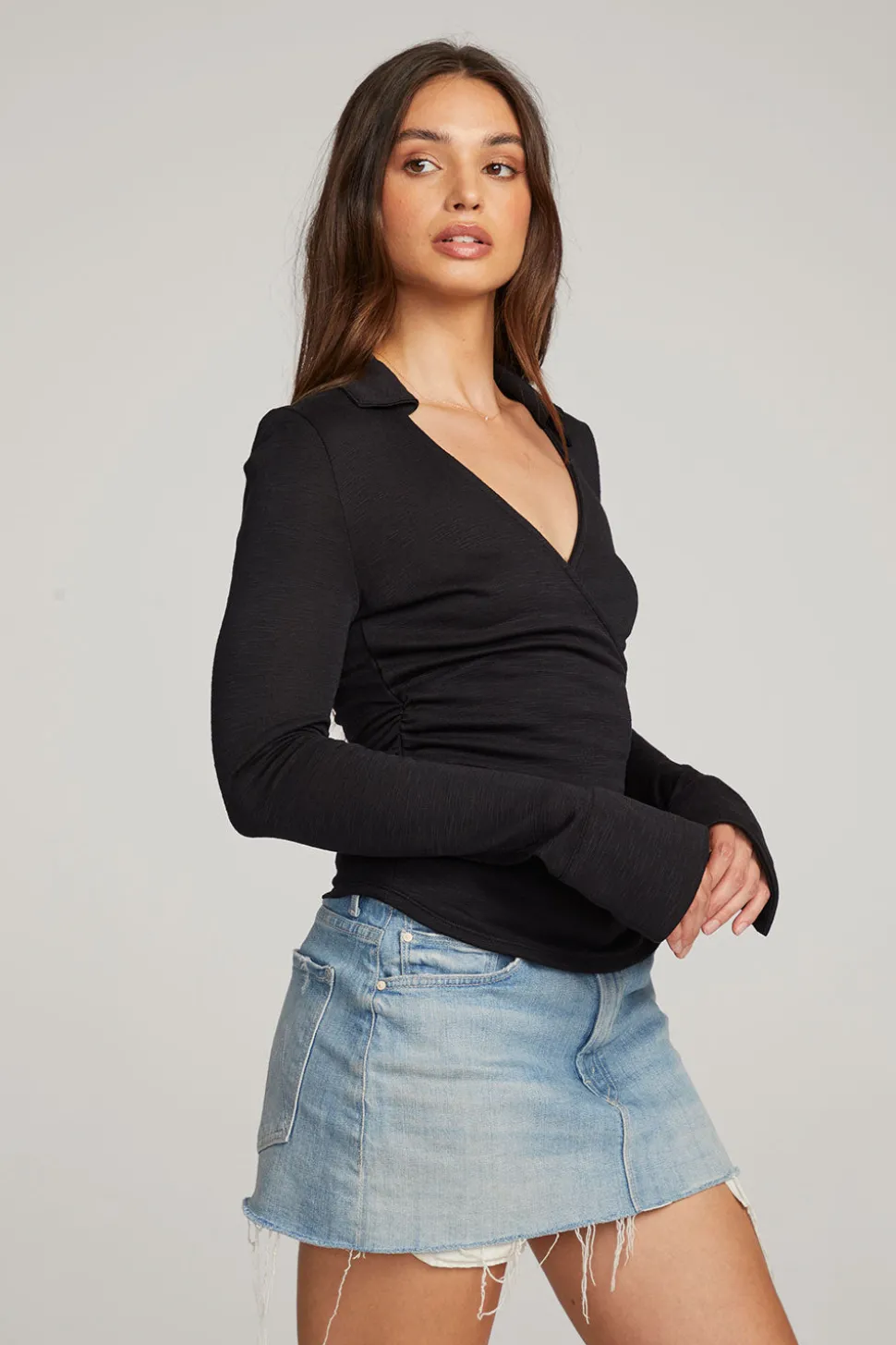 Chaser Brand Harper Licorice Long Sleeve Clearance