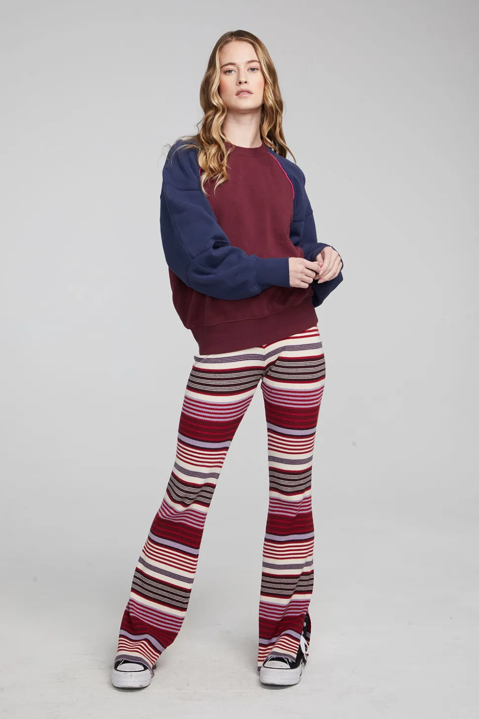Chaser Brand Harvard Wine Red And Mood Indigo Pullover Outlet
