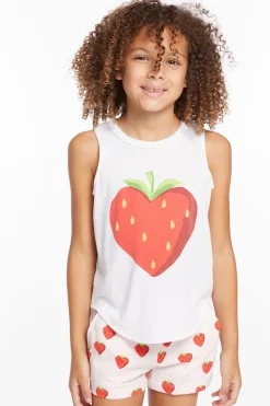 Chaser Brand Heart Strawberry Girls Vintage Jersey Shirttail Muscle Flash Sale