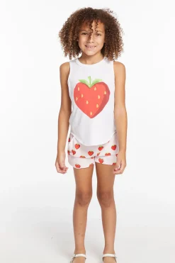 Chaser Brand Heart Strawberry Girls Vintage Jersey Shirttail Muscle Flash Sale