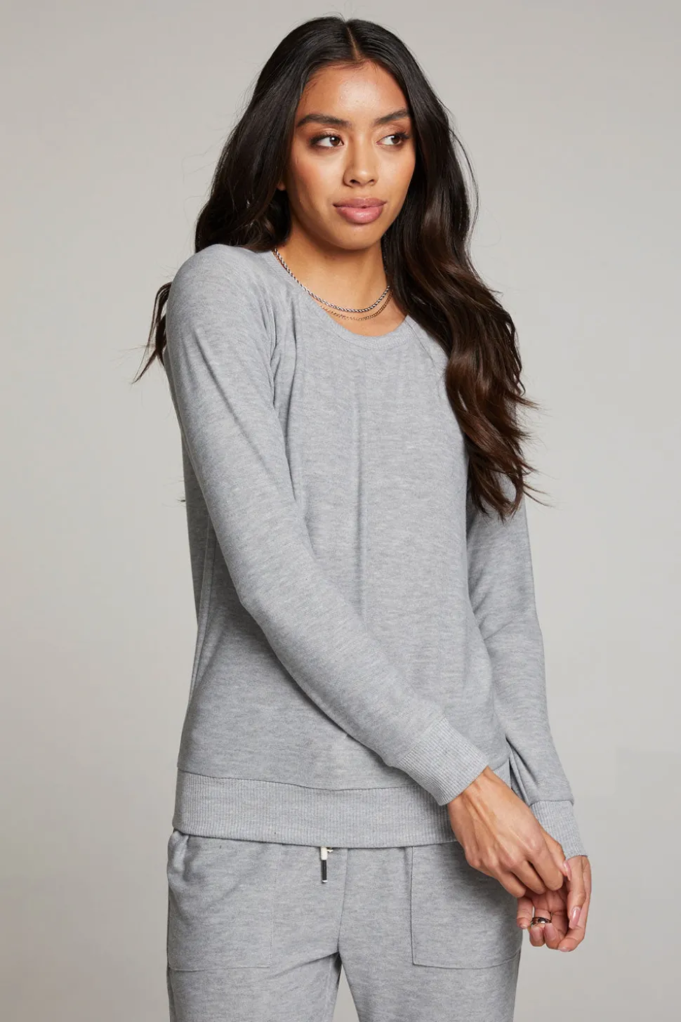 Chaser Brand Heather Grey Long Sleeve Raglan Pullover Best