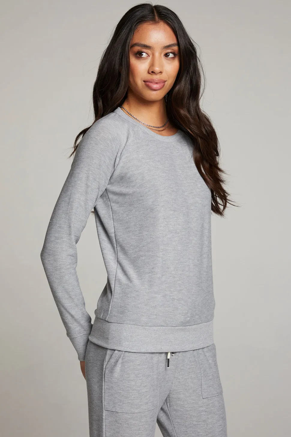 Chaser Brand Heather Grey Long Sleeve Raglan Pullover Best