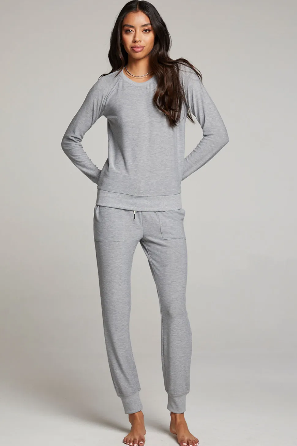 Chaser Brand Heather Grey Long Sleeve Raglan Pullover Best