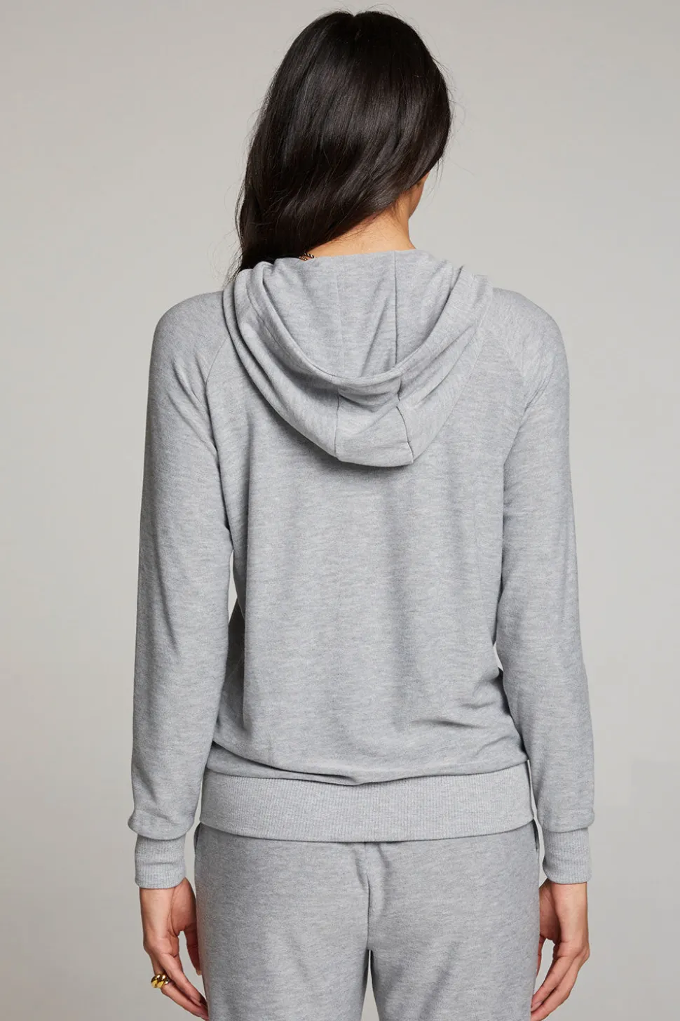 Chaser Brand Heather Grey Long Sleeve Raglan Zip Up Hoodie Best
