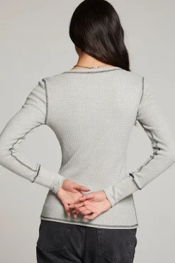 Chaser Brand Heather Grey Long Sleeve Henley Discount