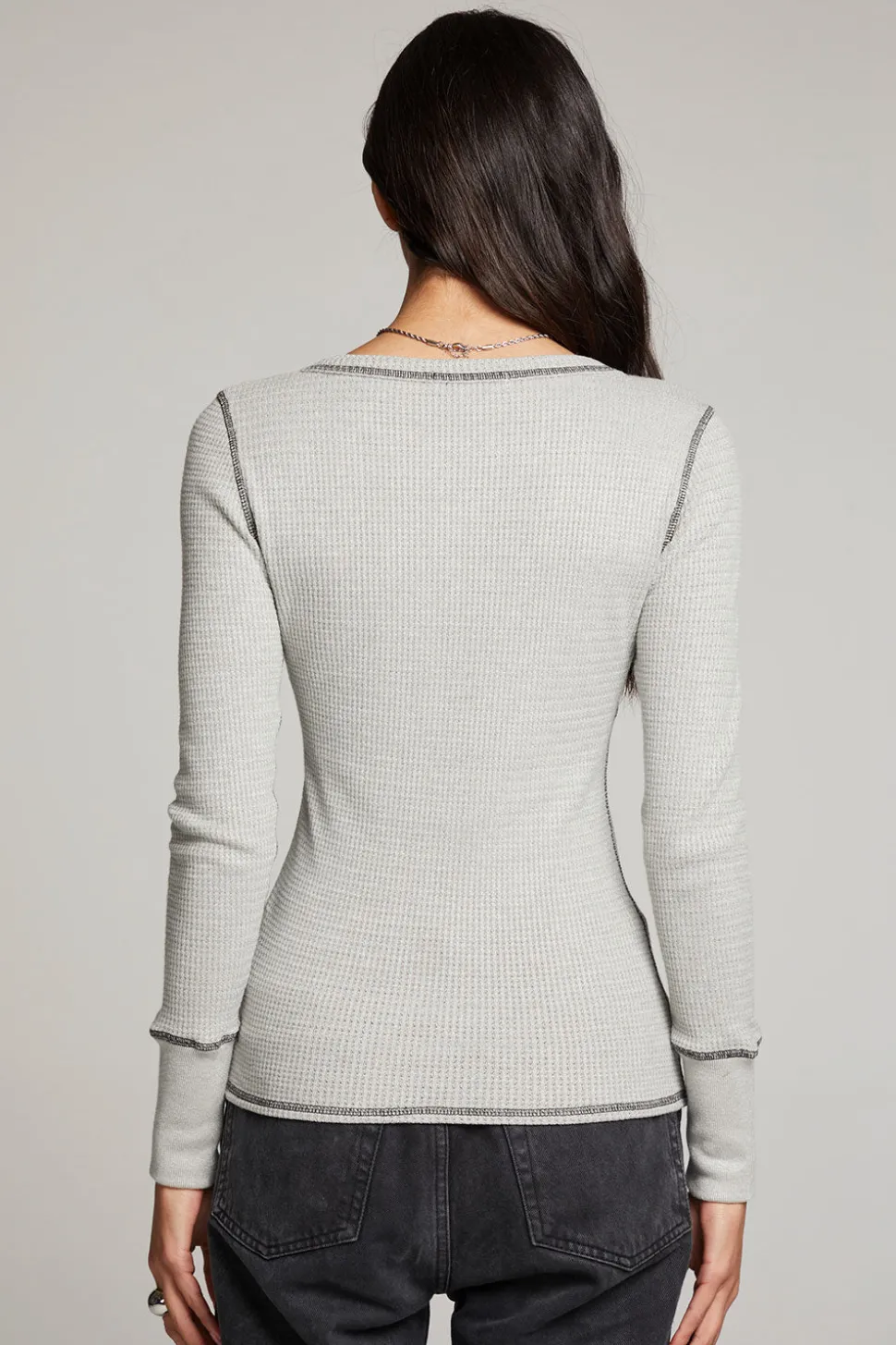 Chaser Brand Heather Grey Long Sleeve Henley Discount