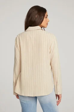 Chaser Brand Helena White Pinstripe Button Down Outlet