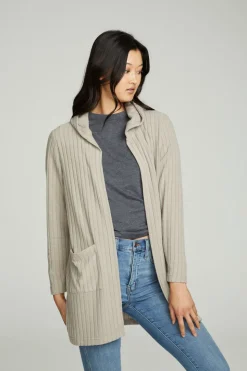 Chaser Brand Hooded Open Duster Cardigan With Pockets Clearance
